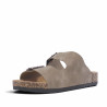Sandalias Stay estilo bio taupe con doble hebilla y suela efecto corcho