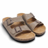 Sandalias Stay estilo bio taupe con doble hebilla y suela efecto corcho