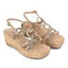 Sandalias cuña Alma en pena beige con tiras redondas con brillantes efecto espejo