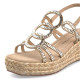 Sandalias cuña Alma en pena beige con tiras redondas con brillantes efecto espejo - Querol online