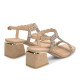 Sandalias tacón Alma en pena beige con tira en forma de t con pedrería - Querol online