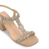 Sandalias tacón Alma en pena beige con tira en forma de t con pedrería