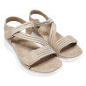 Sandalias planas Amarpies beige con elásticos y cierre de velcro
