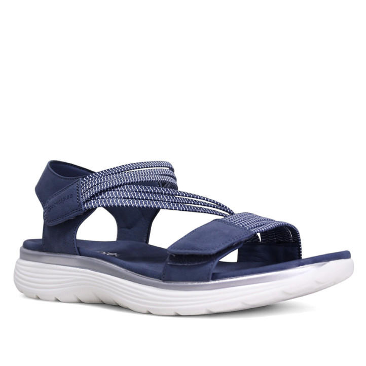 Sandàlies planes Amarpies blaves amb elàstics i tancament amb velcro - Querol online