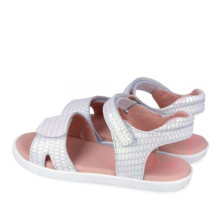 sandalias Garvalin 262430 blancas con escamas y doble velcro - Querol online
