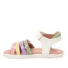 sandalias Garvalin 262431 blancas con tiras de colores arcoiris