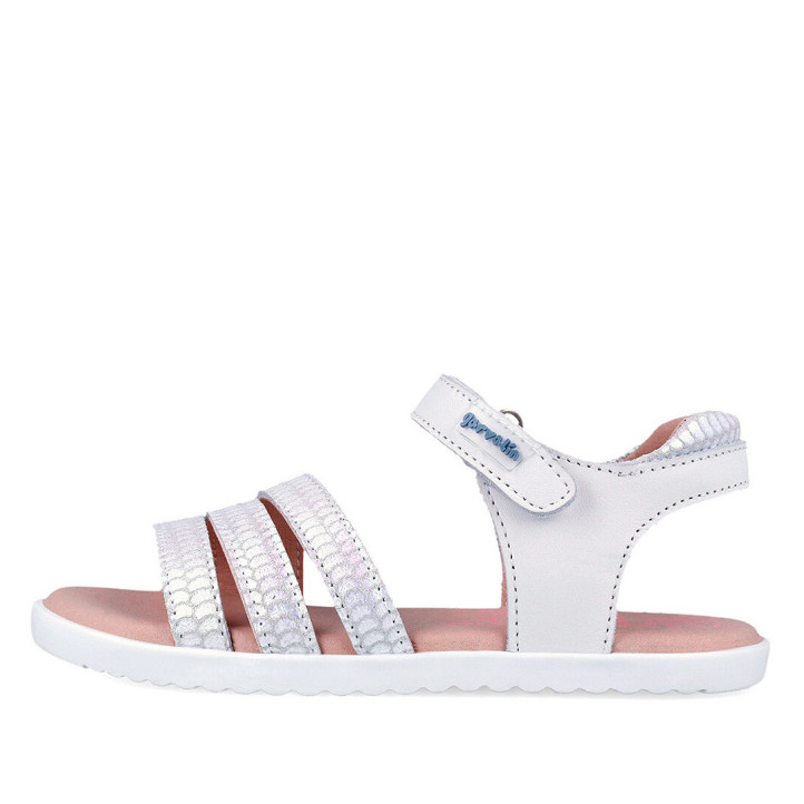 sandalias Garvalin 262433 blancas con tres tiras delanteras con escamas - Querol online