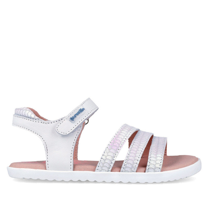 sandàlies Garvalin 262433 blanques amb tres tires devanteres amb escates - Querol online