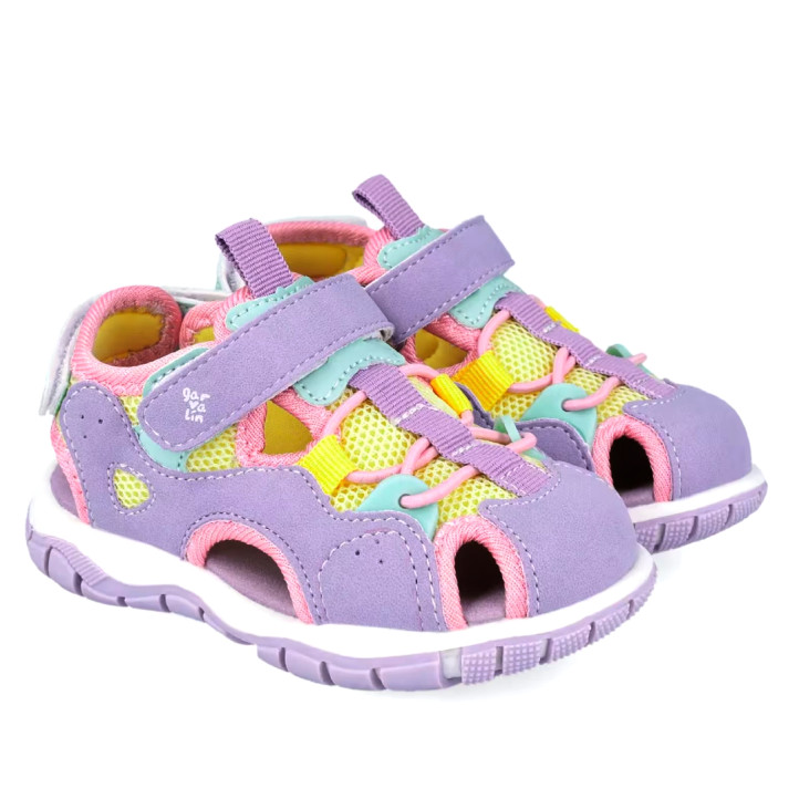 sandalias Garvalin 262716 lilas con detalles amarillos y turquesas - Querol online