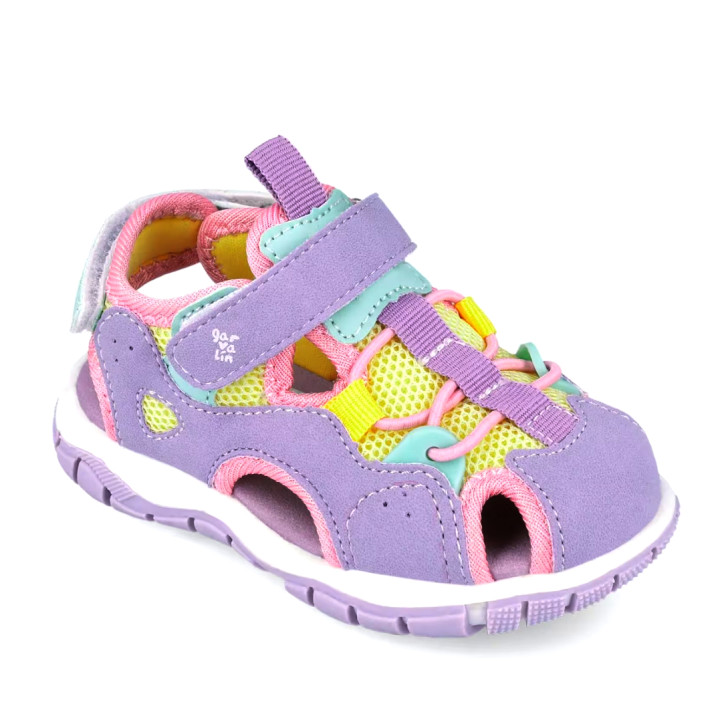sandalias Garvalin 262716 lilas con detalles amarillos y turquesas - Querol online