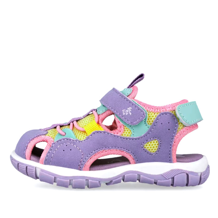 sandalias Garvalin 262716 lilas con detalles amarillos y turquesas - Querol online