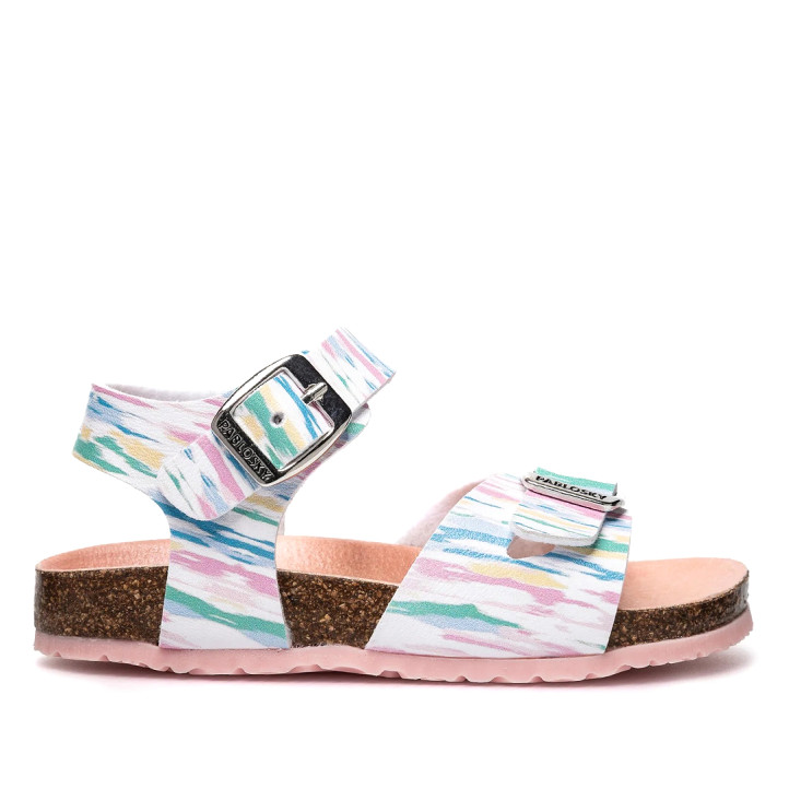 sandalias Pablosky 446607 blancas con detalles de colores tipo bio - Querol online