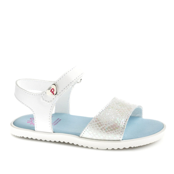 sandalias Pablosky 452100 quilate blancas nacaradas con escamas - Querol online