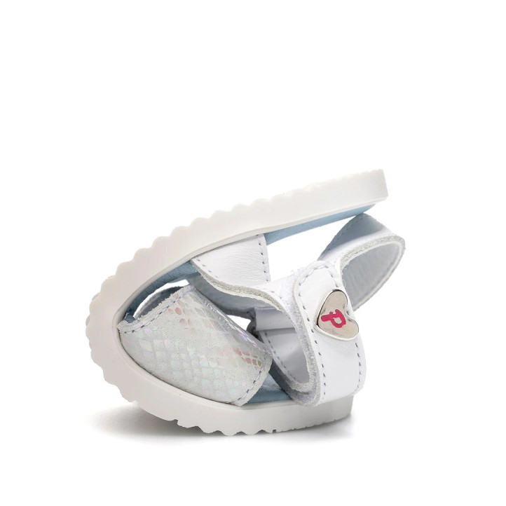 sandalias Pablosky 452100 quilate blancas nacaradas con escamas - Querol online