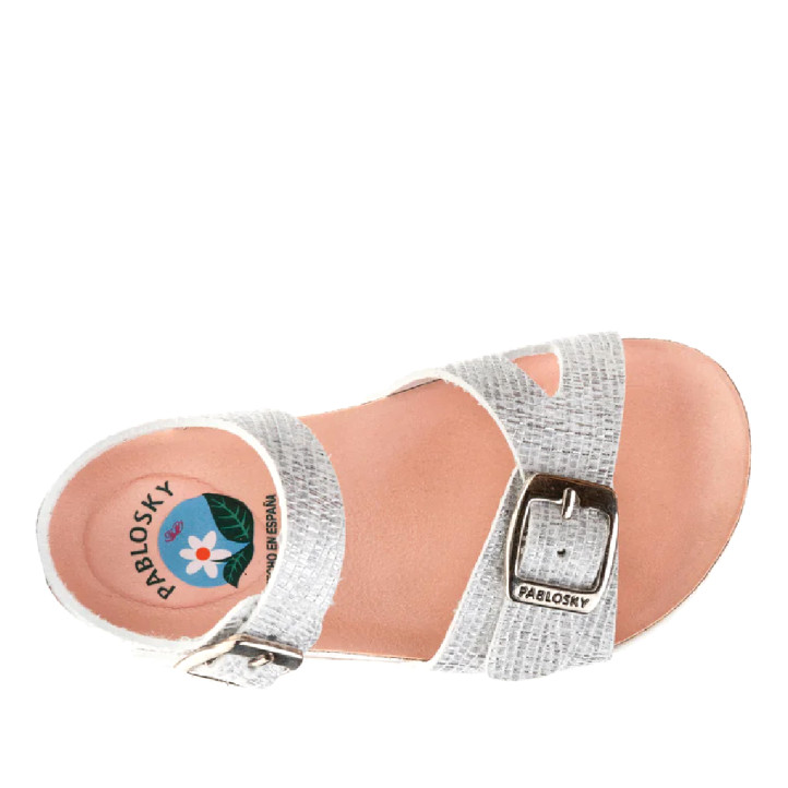 sandalias Pablosky 439903 bio blancas con detalles metálicos - Querol online