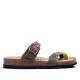 Sandàlies planes Redlove mizuki marrons amb tires en verd i groc tipus bio - Querol online