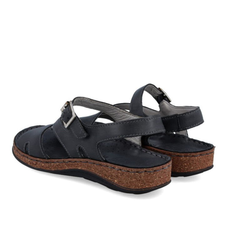 Sandalias planas Walk & Fly montana negras con hebilla lateral - Querol online