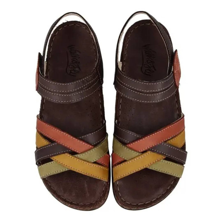 Sandàlies planes Walk & Fly mediterraneo marrons amb tiras en tons sorra - Querol online