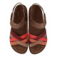 Sandalias planas Walk & Fly mediterraneo marrones con tiras en tonos rojos - Querol online
