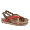 Sandalias planas Walk & Fly jerba marrones con detalles rojos