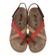 Sandalias planas Walk & Fly jerba marrones con detalles rojos - Querol online