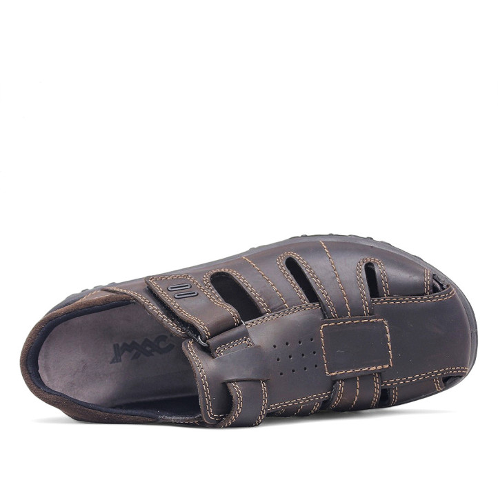 Sandalias Imac marrones estilo cangrejera con cierre de velcro de corte clásico - Querol online