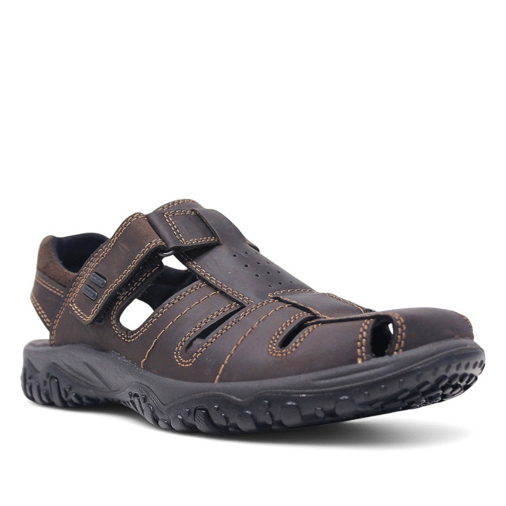 Sandalias Imac marrones estilo cangrejera con cierre de velcro de corte clásico - Querol online