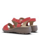 Sandalias planas Imac rojas con tira asimétrica y cierre de velcro - Querol online