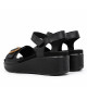 Sandalias cuña Imac negras con hebilla carey y cierre con velcro - Querol online