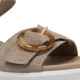 Sandalias cuña Imac taupe y metalizadas con hebilla carey y cierre con velcro - Querol online