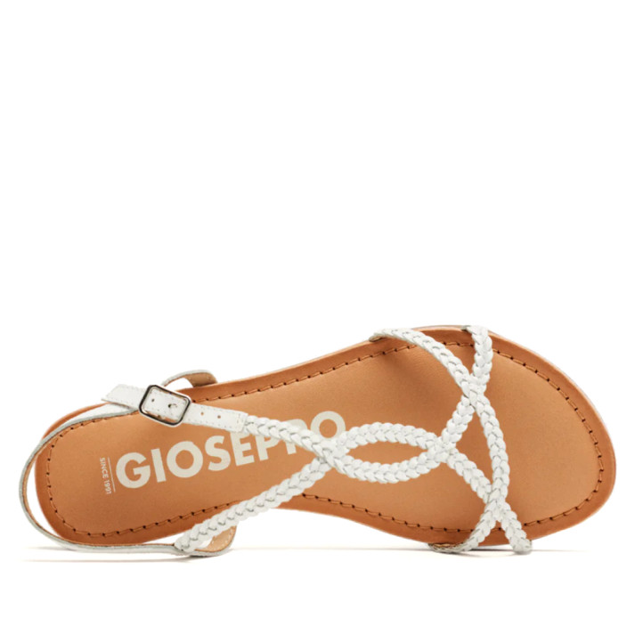 Sandalias planas Gioseppo blancas con tiras finas trenzadas nioaque - Querol online