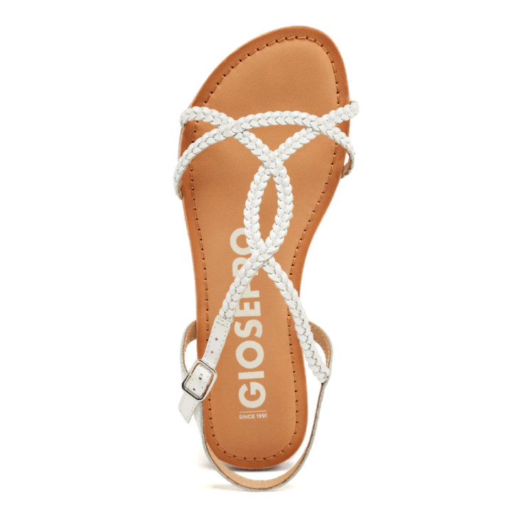 Sandalias planas Gioseppo blancas con tiras finas trenzadas nioaque - Querol online