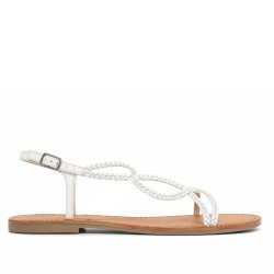 Sandàlies planes Gioseppo blancas amb tires fines trenades nioaque - Querol online
