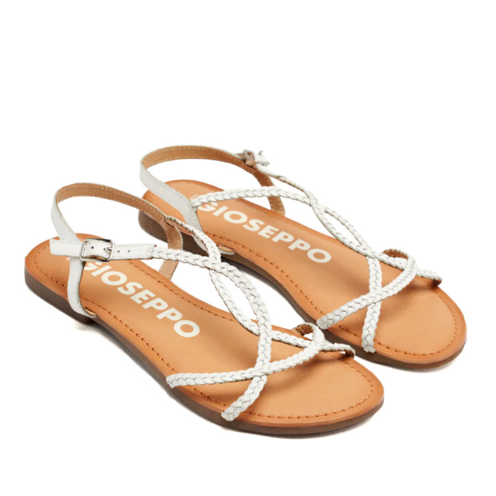 Sandalias planas Gioseppo blancas con tiras finas trenzadas nioaque - Querol online