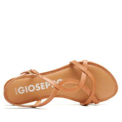 Sandàlies planes Gioseppo marrons amb tires fines de pell lamim - Querol online