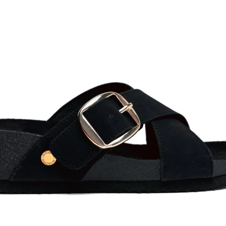 Sandalias cuña Gioseppo negras con tiras cruzadas y hebilla wiin - Querol online