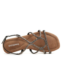Sandalias planas Gioseppo negras con pedrería gilmanton - Querol online