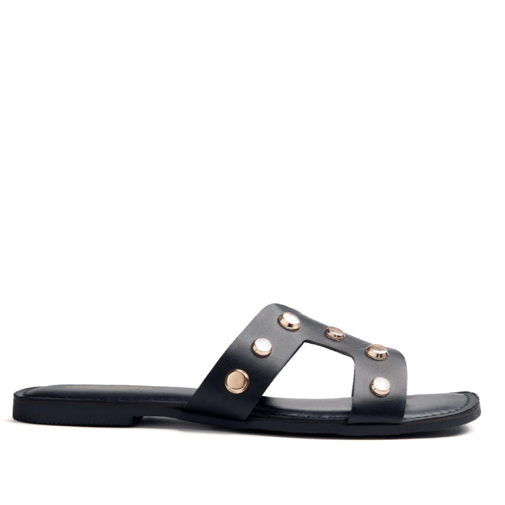 Sandalias planas Gioseppo negras con tachuelas millston - Querol online