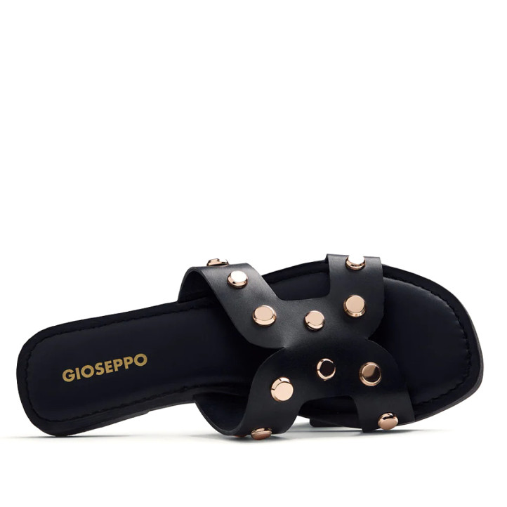 Sandalias planas Gioseppo negras con tachuelas millston - Querol online