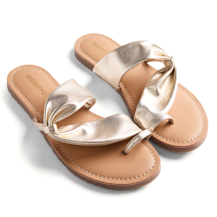 Sandalias planas Gioseppo doradas con anillo al dedo kiserian - Querol online