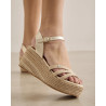 Sandalias cuña Popa albany oro con tiras de yute trenzadas