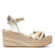 Sandalias cuña Popa albany oro con tiras de yute trenzadas - Querol online