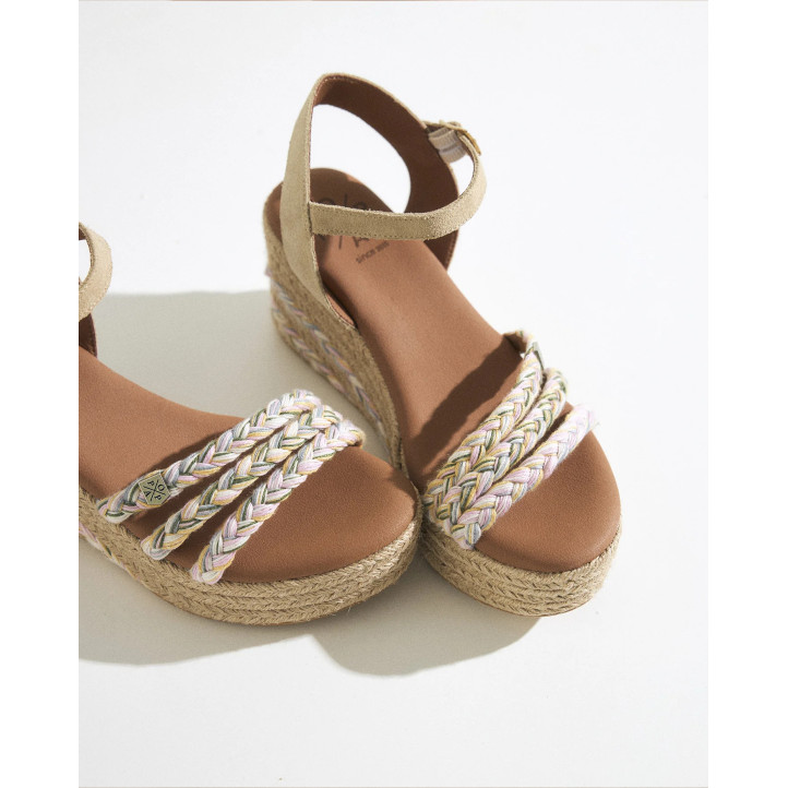 Sandalias cuña Popa albany multicolor con tiras de yute trenzadas - Querol online