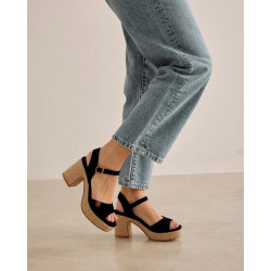 Sandàlies taló Popa daira negres amb taló ample - Querol online