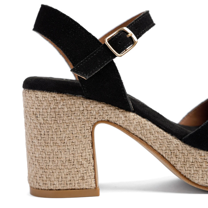 Sandalias tacón Popa daira negras con tacón ancho - Querol online