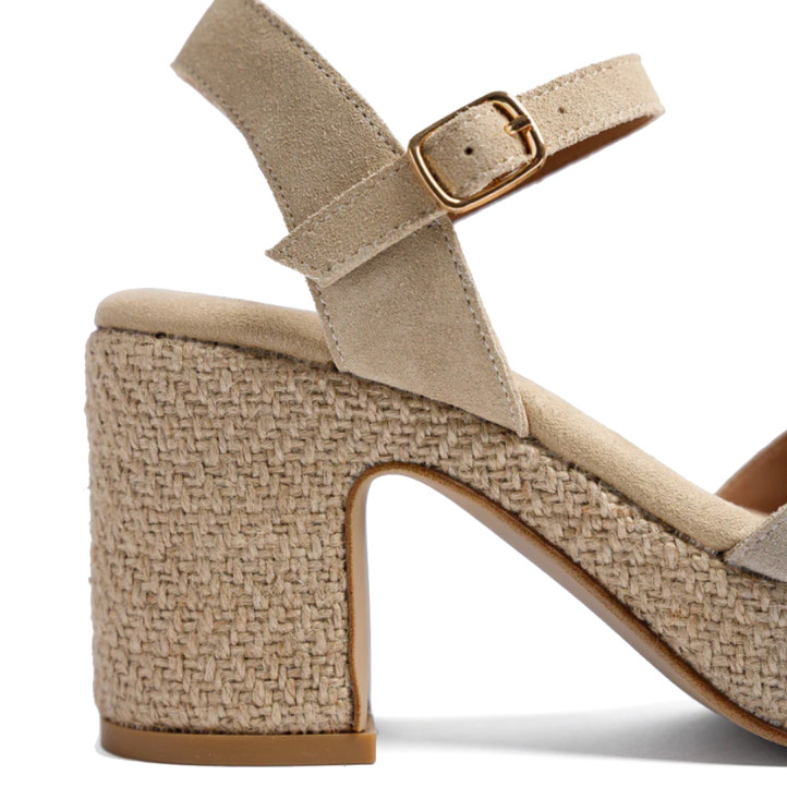 Sandàlies taló Popa daira beige amb taló ample - Querol online