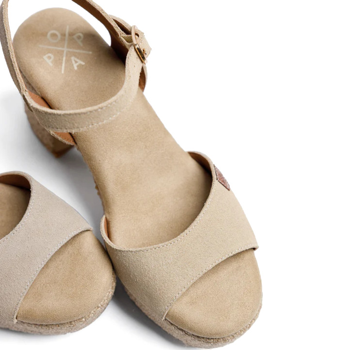 Sandalias tacón Popa daira beige con tacón ancho - Querol online