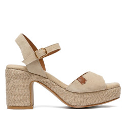 Sandàlies taló Popa daira beige amb taló ample - Querol online