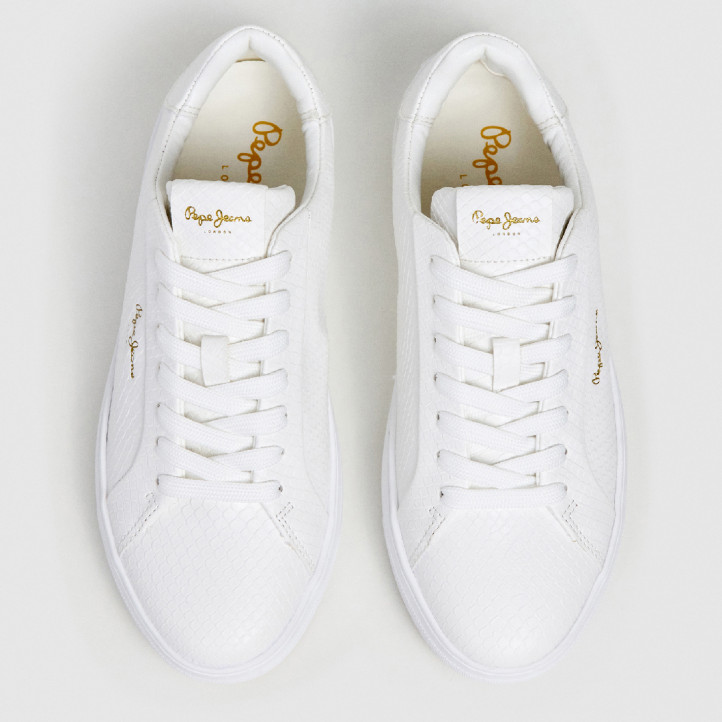 Zapatillas urban Pepe Jeans candem rump blancas con efecto serpiente - Querol online