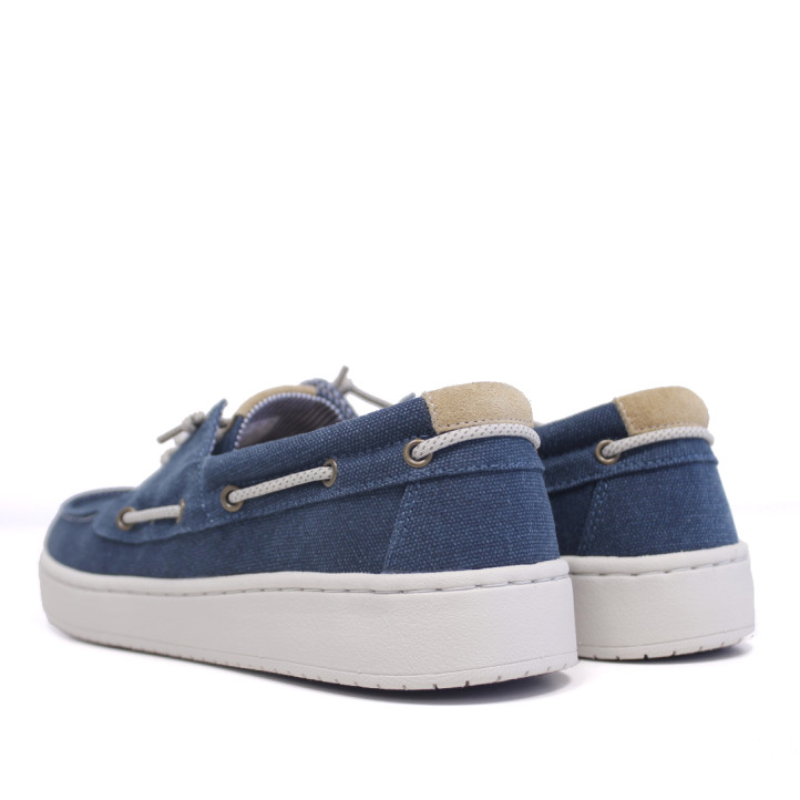 Zapatos sport Luisetti azules estilo náuticos con cordones en beige - Querol online